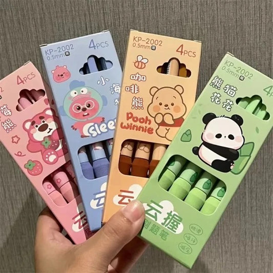 BB4pcs/set Cute Cartoon Soft Grip Pen