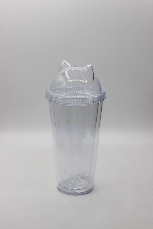 Cat Ear Glitter Double-Layer Tumbler Cup