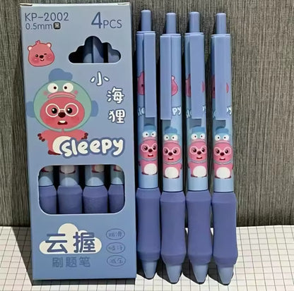 BB4pcs/set Cute Cartoon Soft Grip Pen