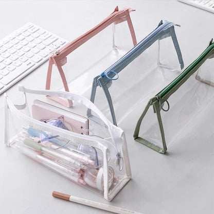 BB Transparent Pencil Case Large Capacity Simple Pen Bag Kawaii Cosmetic Bag School Study Stationery Office Supplies