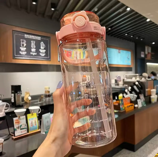 2 Liters Plastic Kettle Large Portable Travel Water Bottle with Straw